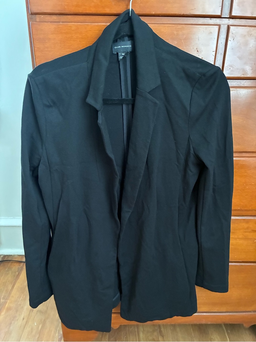 Club Monaco Black Open-Front Longline Blazer